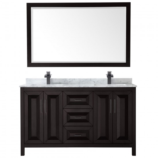 Daria 60" Double Vanity in Dark Espresso, Top, Black Trim, 58" Mirror