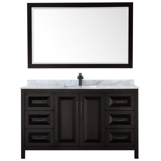 Daria 60" Single Vanity in Dark Espresso, Top, Black Trim, 58" Mirror