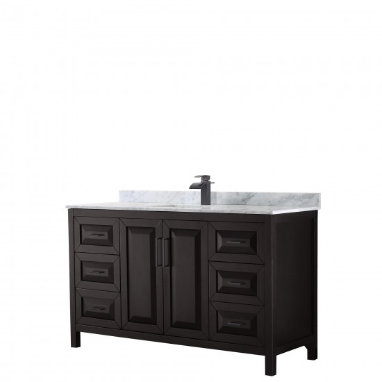 Daria 60" Single Vanity in Dark Espresso, Top, Square Sink, Matte Black Trim