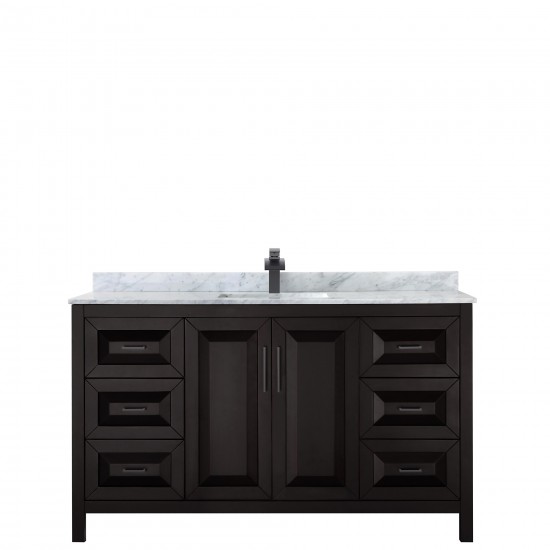 Daria 60" Single Vanity in Dark Espresso, Top, Square Sink, Matte Black Trim