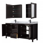 Daria 72" Double Vanity in Dark Espresso, Top, Black Trim, Medicine Cabinets