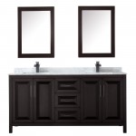 Daria 72" Double Vanity in Dark Espresso, Top, Black Trim, Medicine Cabinets