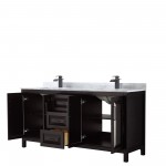 Daria 72" Double Vanity in Dark Espresso, Top, Square Sinks, Matte Black Trim