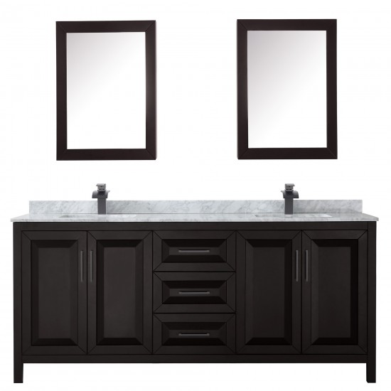 Daria 80" Double Vanity in Dark Espresso, Top, Black Trim, Medicine Cabinets