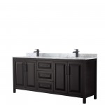 Daria 80" Double Vanity in Dark Espresso, Top, Square Sinks, Matte Black Trim