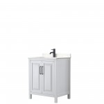 Daria 30" Single Vanity in White, Carrara Cultured Marble Top, Black Trim