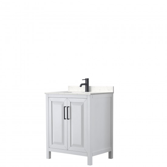 Daria 30" Single Vanity in White, Carrara Cultured Marble Top, Black Trim