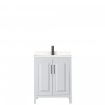 Daria 30" Single Vanity in White, Carrara Cultured Marble Top, Black Trim