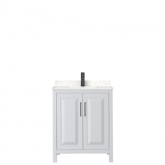 Daria 30" Single Vanity in White, Carrara Cultured Marble Top, Black Trim