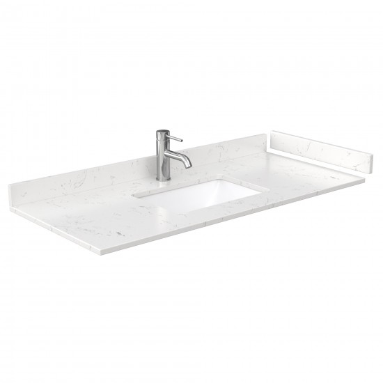 Daria 48" Single Vanity in White, Carrara Marble Top, Black Trim, 46" Mirror