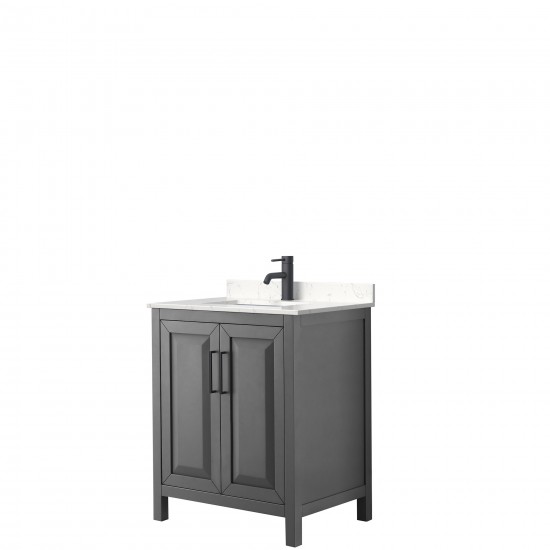 Daria 30" Single Vanity in Dark Gray, Carrara Cultured Marble Top, Black Trim