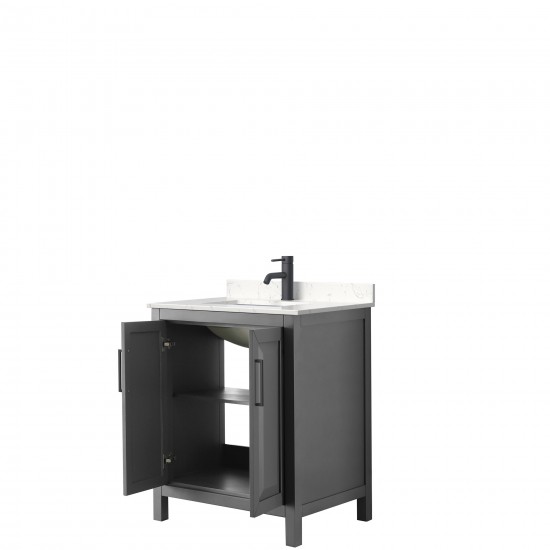 Daria 30" Single Vanity in Dark Gray, Carrara Cultured Marble Top, Black Trim