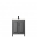 Daria 30" Single Vanity in Dark Gray, Carrara Cultured Marble Top, Black Trim