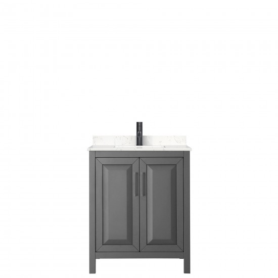 Daria 30" Single Vanity in Dark Gray, Carrara Cultured Marble Top, Black Trim