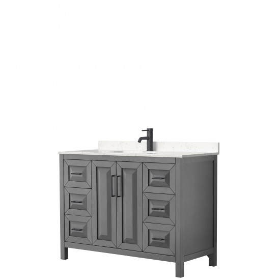 Daria 48" Single Vanity in Dark Gray, Carrara Cultured Marble Top, Black Trim