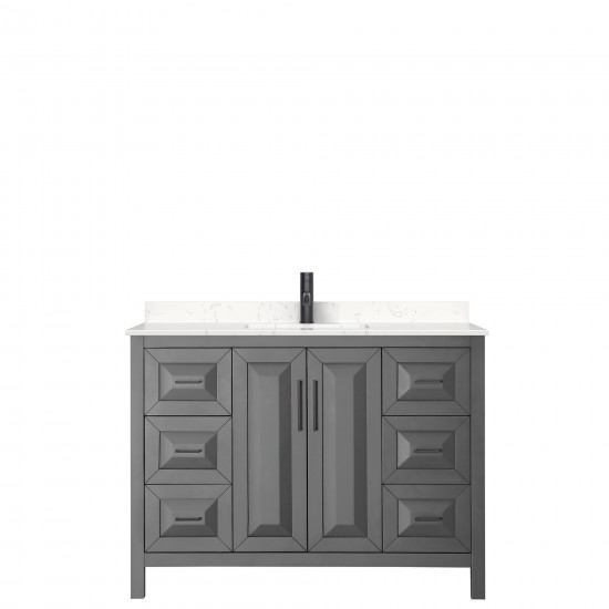 Daria 48" Single Vanity in Dark Gray, Carrara Cultured Marble Top, Black Trim