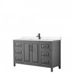 Daria 60" Single Vanity in Dark Gray, Carrara Cultured Marble Top, Black Trim