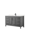 Daria 60" Single Vanity in Dark Gray, Carrara Cultured Marble Top, Black Trim