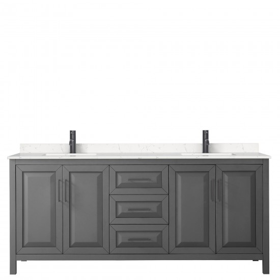 Daria 80" Double Vanity in Dark Gray, Carrara Cultured Marble Top, Black Trim