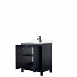 Daria 30" Single Vanity in Dark Blue, Carrara Cultured Marble Top, Black Trim