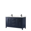 Daria 60" Double Vanity in Dark Blue, Carrara Cultured Marble Top, Black Trim