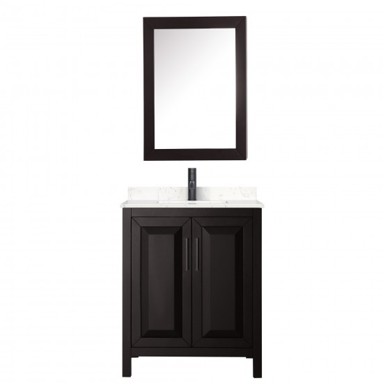 Daria 30" Espresso Single Vanity, Carrara Marble Top, Trim, Medicine Cabinet