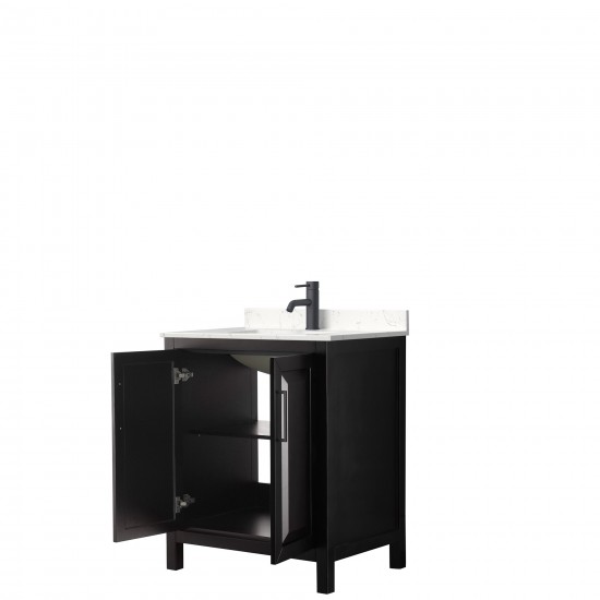 Daria 30" Single Vanity in Dark Espresso, Carrara Marble Top, Black Trim