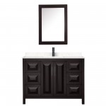 Daria 48" Espresso Single Vanity, Carrara Marble Top, Trim, Medicine Cabinet