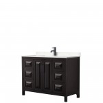 Daria 48" Single Vanity in Dark Espresso, Carrara Marble Top, Black Trim