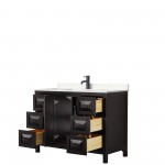 Daria 48" Single Vanity in Dark Espresso, Carrara Marble Top, Black Trim