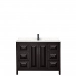 Daria 48" Single Vanity in Dark Espresso, Carrara Marble Top, Black Trim