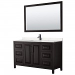 Daria 60" Espresso Single Vanity, Carrara Marble Top, Black Trim, 58" Mirror