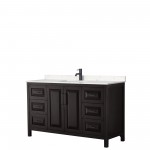 Daria 60" Single Vanity in Dark Espresso, Carrara Marble Top, Black Trim