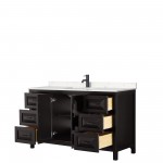 Daria 60" Single Vanity in Dark Espresso, Carrara Marble Top, Black Trim