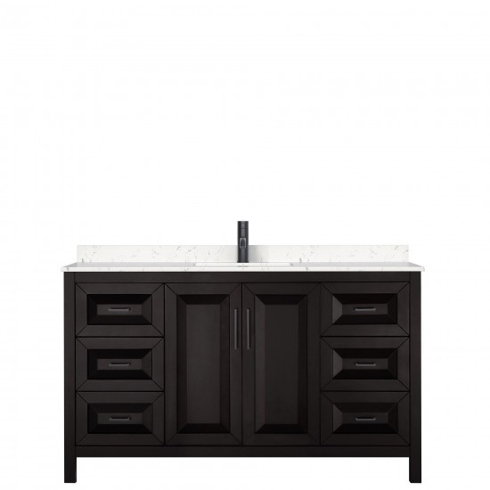 Daria 60" Single Vanity in Dark Espresso, Carrara Marble Top, Black Trim