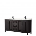 Daria 72" Double Vanity in Dark Espresso, Carrara Marble Top, Black Trim