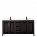 Daria 72" Double Vanity in Dark Espresso, Carrara Marble Top, Black Trim