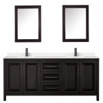 Daria 80" Espresso Double Vanity, Carrara Marble Top, Trim, Medicine Cabinets