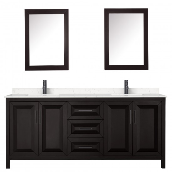 Daria 80" Espresso Double Vanity, Carrara Marble Top, Trim, Medicine Cabinets