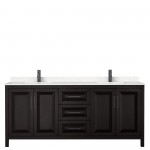Daria 80" Double Vanity in Dark Espresso, Carrara Marble Top, Black Trim