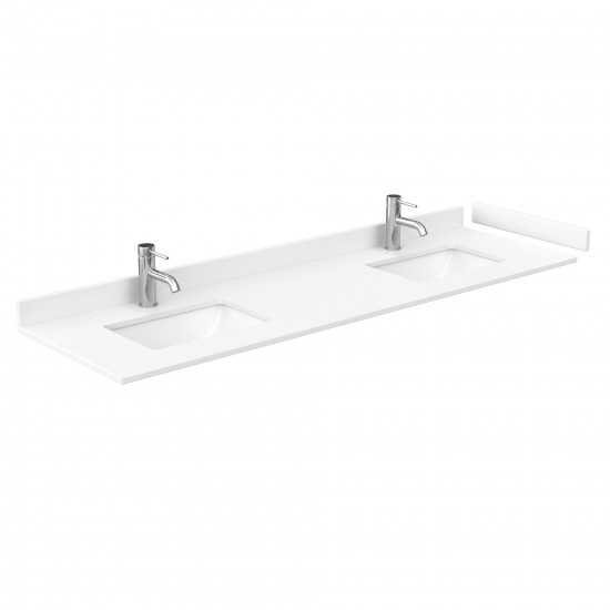 Daria 72" Double Vanity in White, White Marble Top, Black Trim, 24" Mirrors