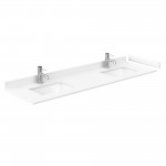 Daria 72" Double Vanity in White, White Cultured Marble Top, Black Trim