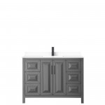 Daria 48" Single Vanity in Dark Gray, White Cultured Marble Top, Black Trim