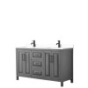 Daria 60" Double Vanity in Dark Gray, White Cultured Marble Top, Black Trim