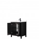 Daria 30" Single Vanity in Dark Espresso, White Cultured Marble Top, Black Trim