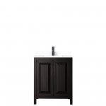 Daria 30" Single Vanity in Dark Espresso, White Cultured Marble Top, Black Trim