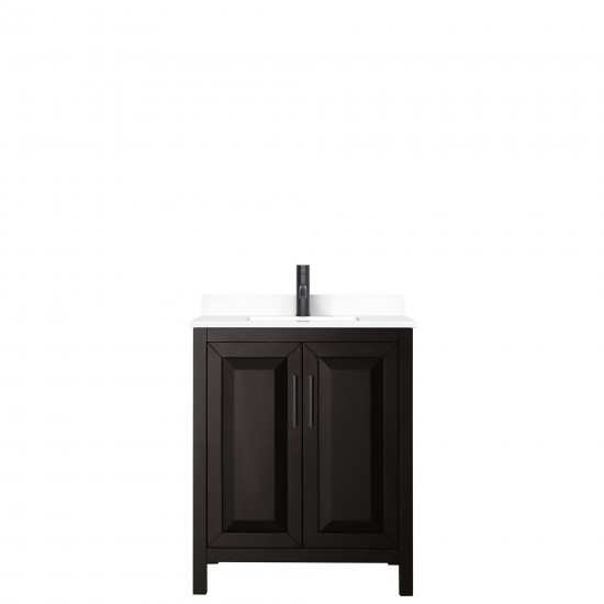 Daria 30" Single Vanity in Dark Espresso, White Cultured Marble Top, Black Trim