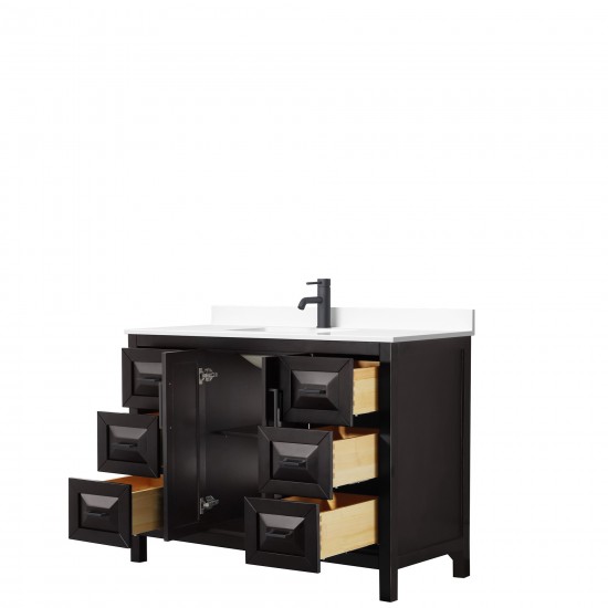 Daria 48" Single Vanity in Dark Espresso, White Cultured Marble Top, Black Trim