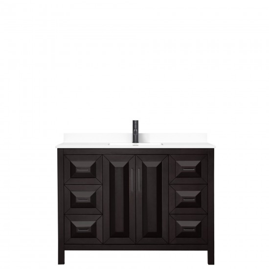 Daria 48" Single Vanity in Dark Espresso, White Cultured Marble Top, Black Trim