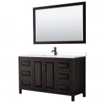 Daria 60" Dark Espresso Single Vanity, White Marble Top, Black Trim, 58" Mirror